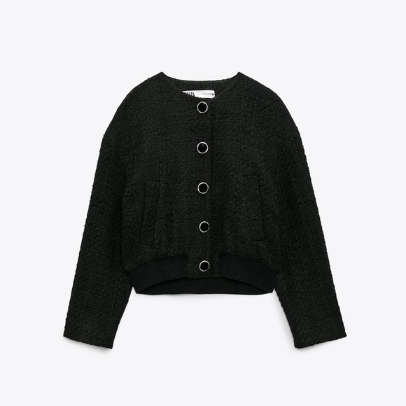 Zara Textured Button Bomber - Picture 1 of 15